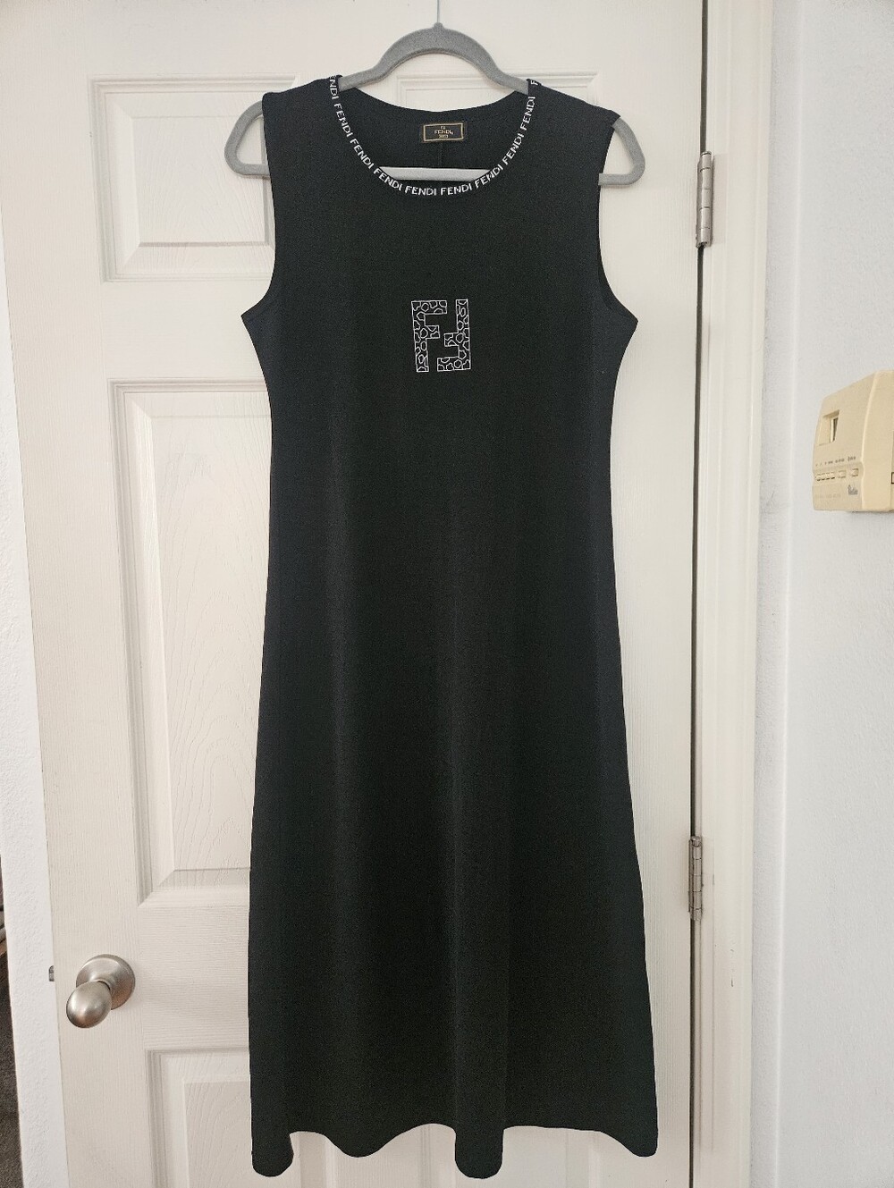 Fendi Black Sleeveless Logoi Dress Size M